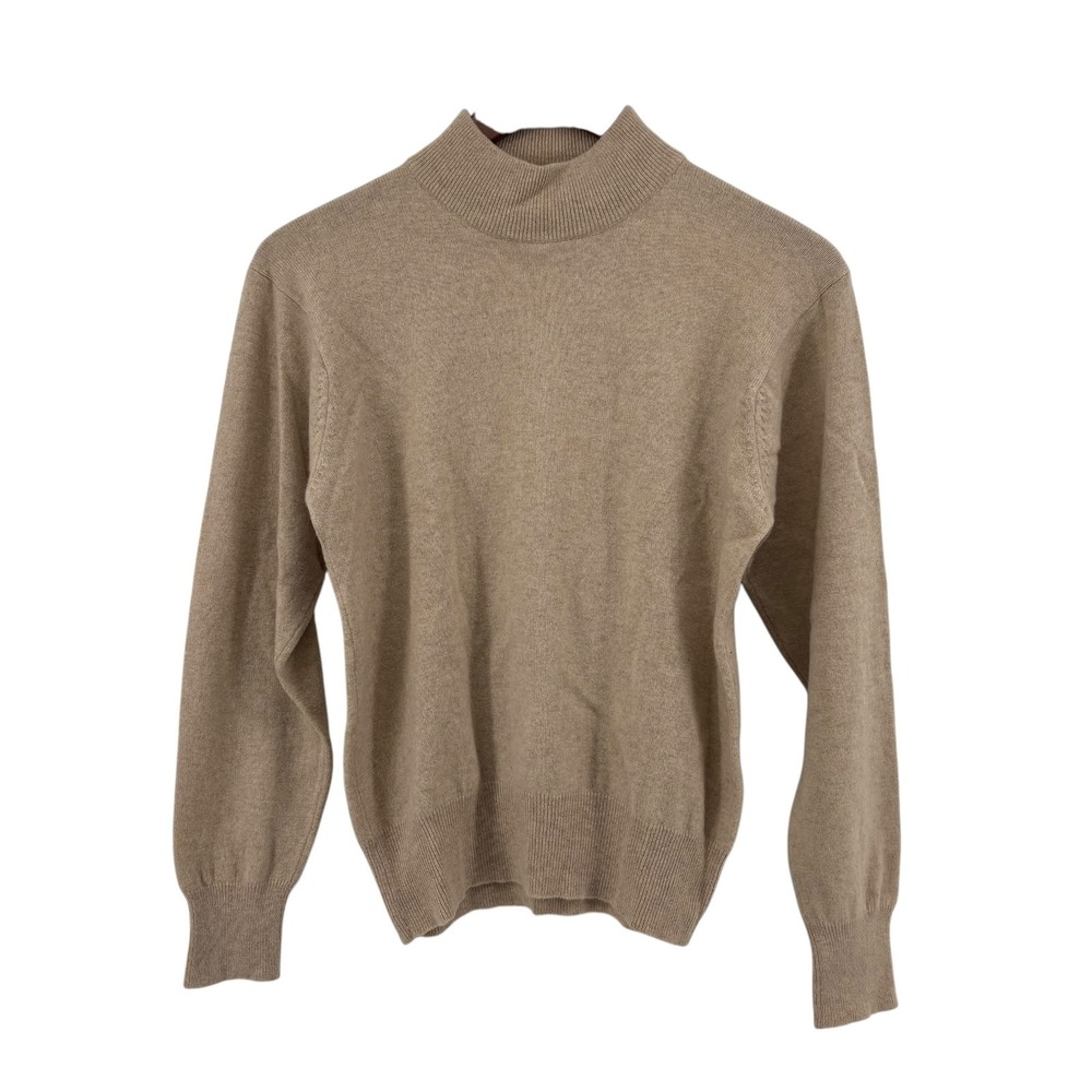Mark Fore & Strike Vintage Cashmere Mock Neck Sweater M Oatmeal Quiet Luxury